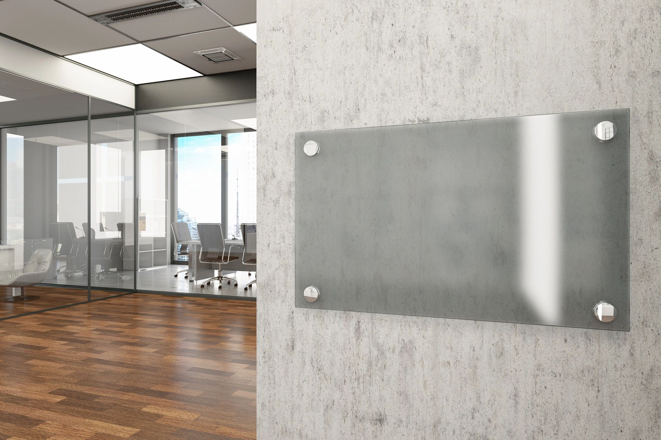 Office sign mockup showing clean professional signage presentation