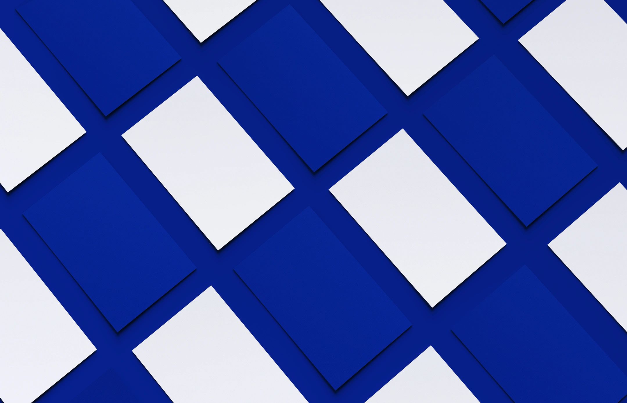 Premium blank business card mockup in blue and white