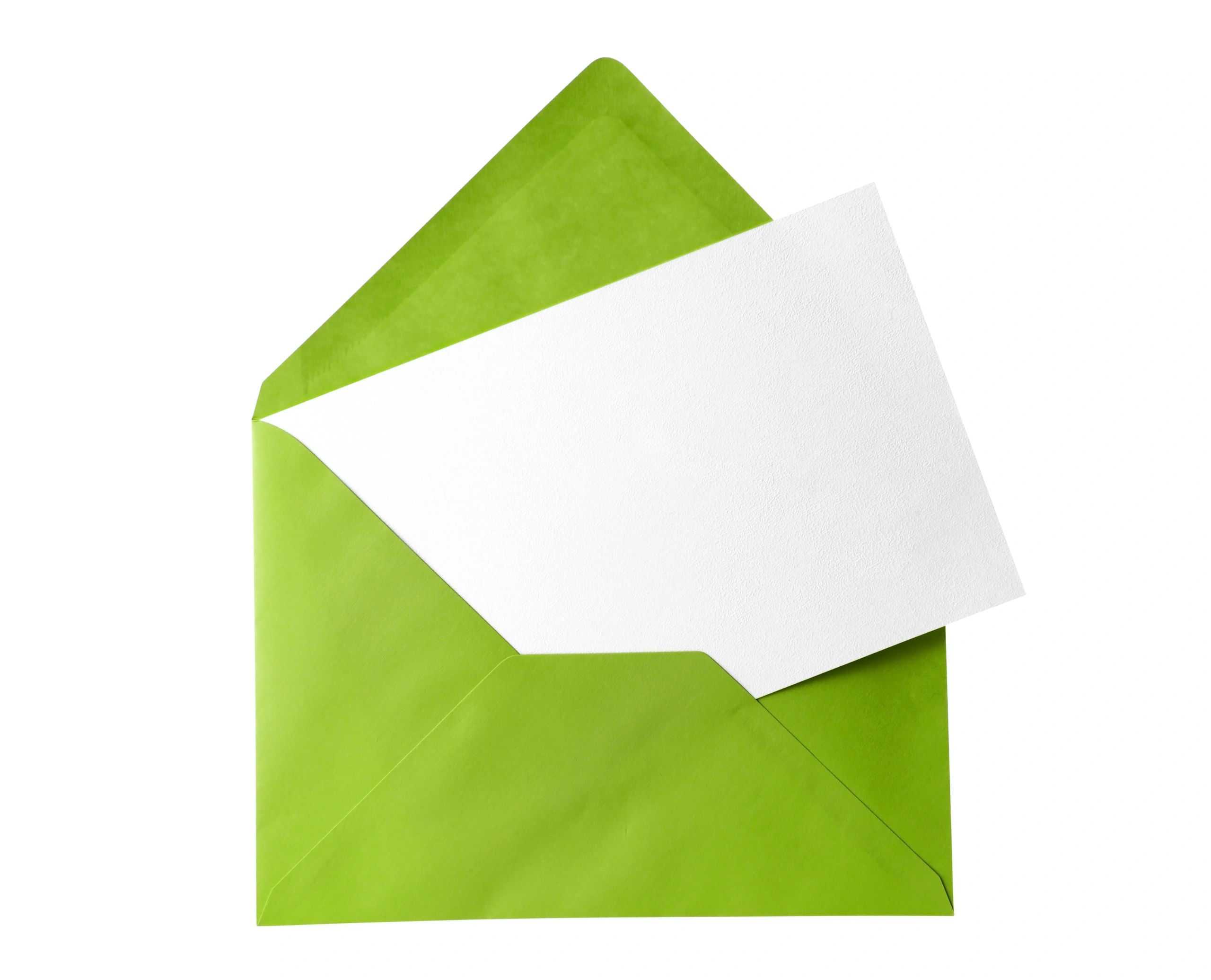 Promotional postcard inside an envelope for mailing